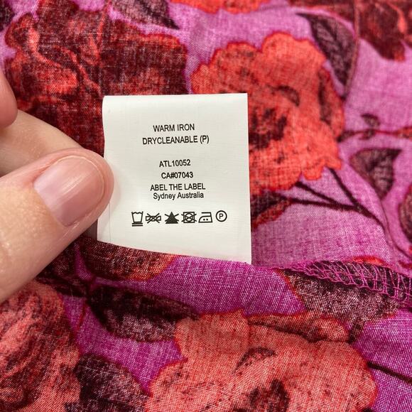 Abel The Label Maxi Dress Womens Medium Pink Red Floral Tiered Boho Off Shoulder - Picture 7 of 12